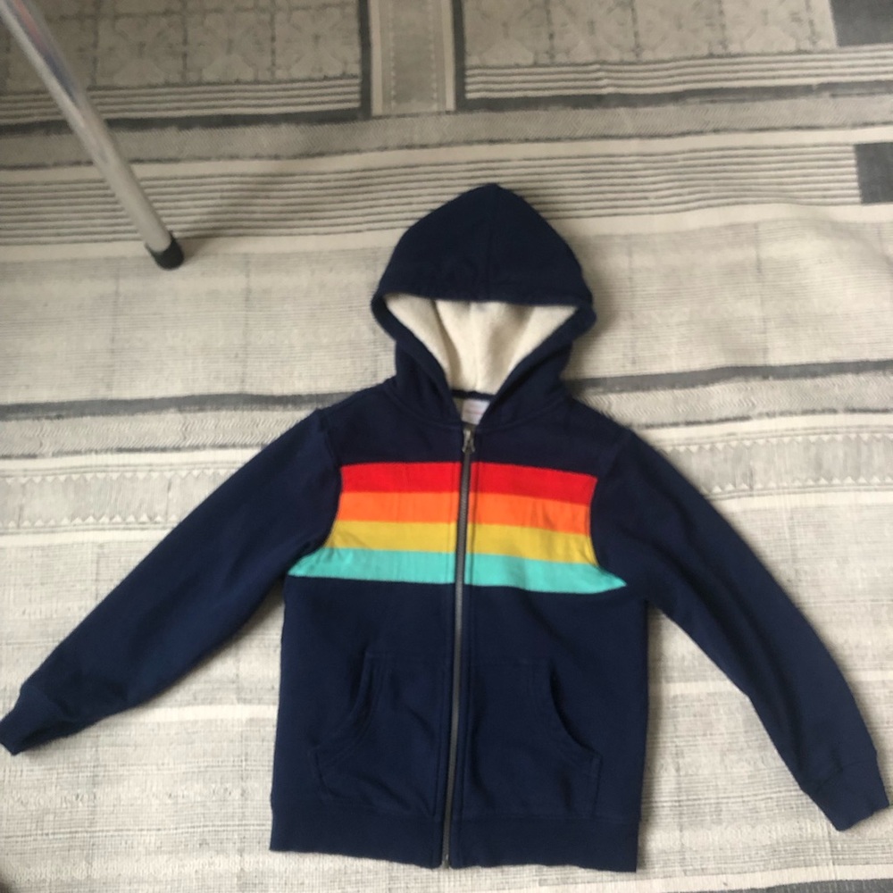 Hanna Andersson Blue Jacket with Colorful Stripes